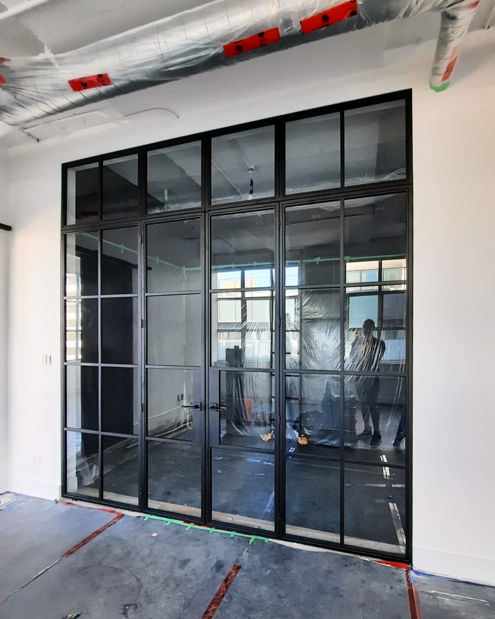 Framing and blocking installed around the new door opening