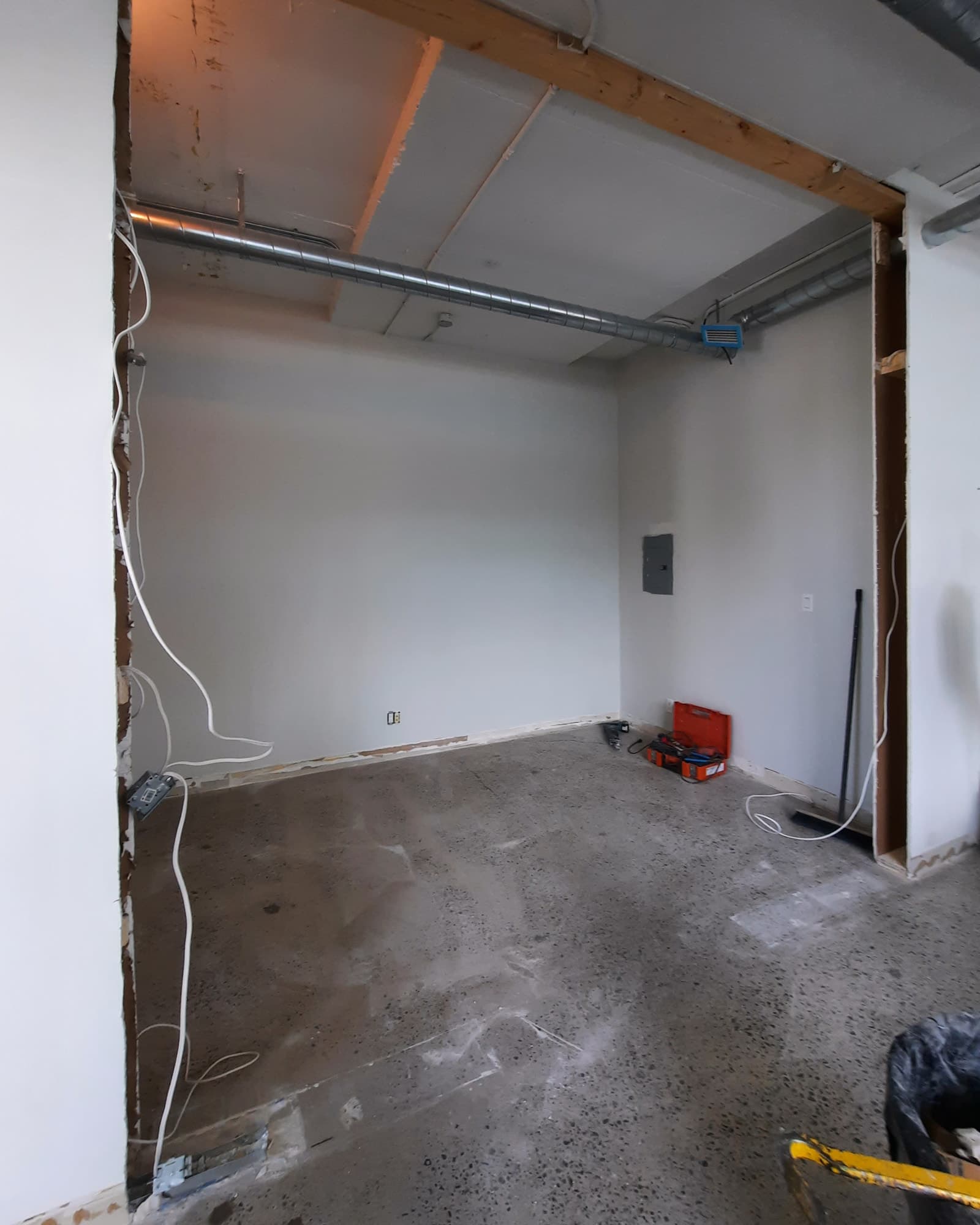 Rough opening cut to full width and height of the wall